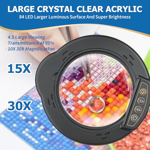 15X 30X Magnifying Glass with Light and Stand