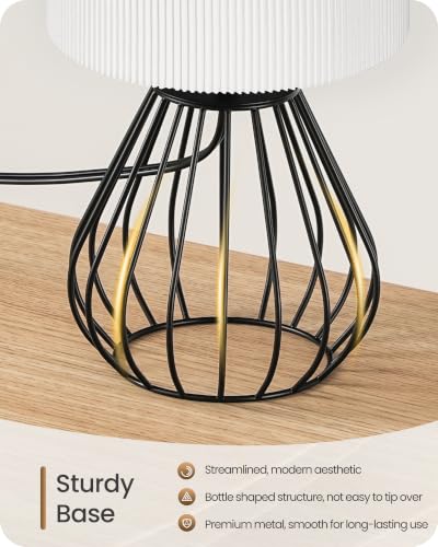 Black and White Table Lamp (White Pleated + Black)