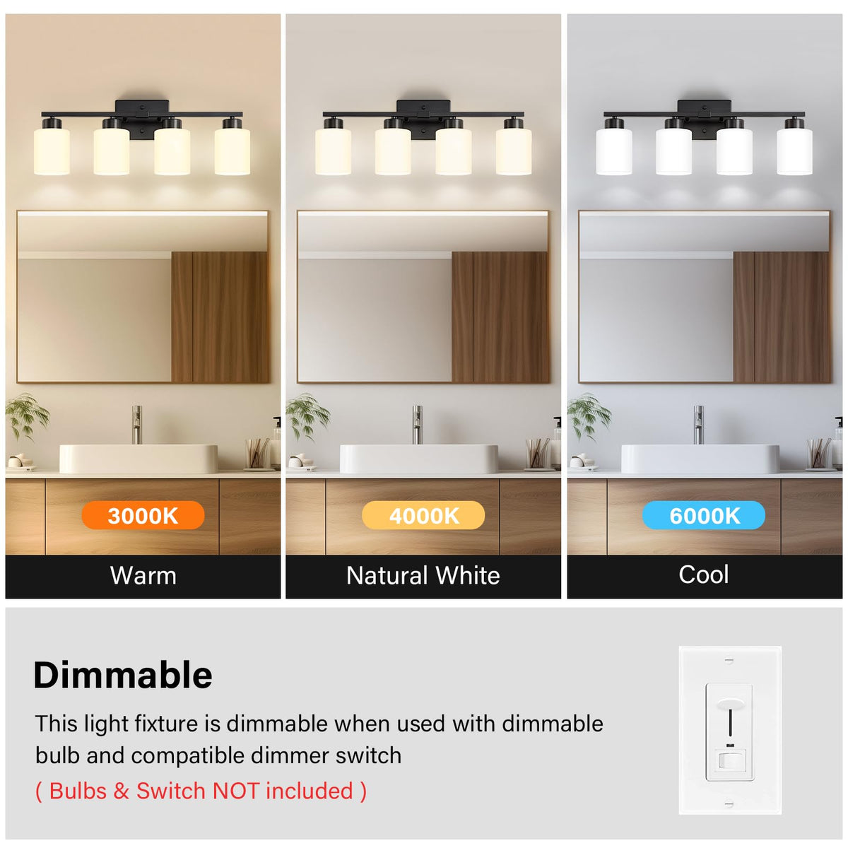 Black Bathroom Light Fixtures Vanity Lights Over Mirror (Black / 24.02 inch)