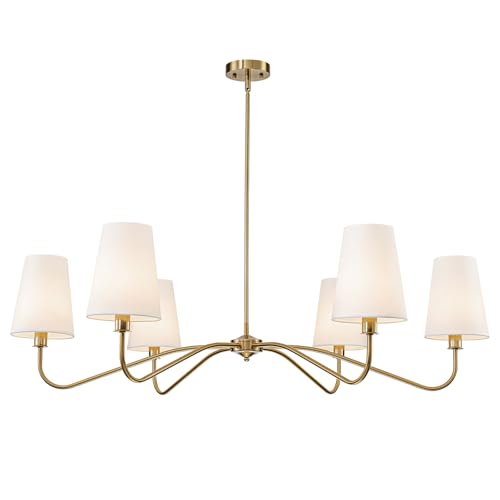 6 Light Chandelier with Shades Dining Room Chandelier D47.63 in