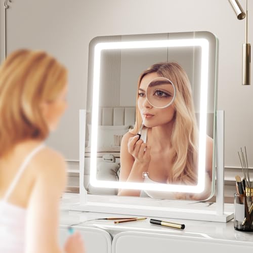 Lighted Makeup Mirror (Gold / 17.2"L x 13.6"W)