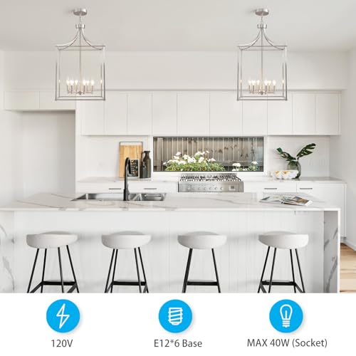 15.7" Brushed Nickel Chandeliers for Dining Room Modern Farmhouse Geometric 6 (186-Brushed Nickel)
