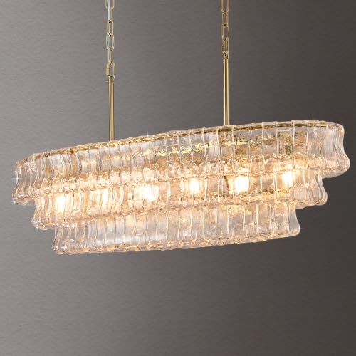 39in Large Chandelier Gold (Rectangle Clear & Gold Chain / 39.37in)