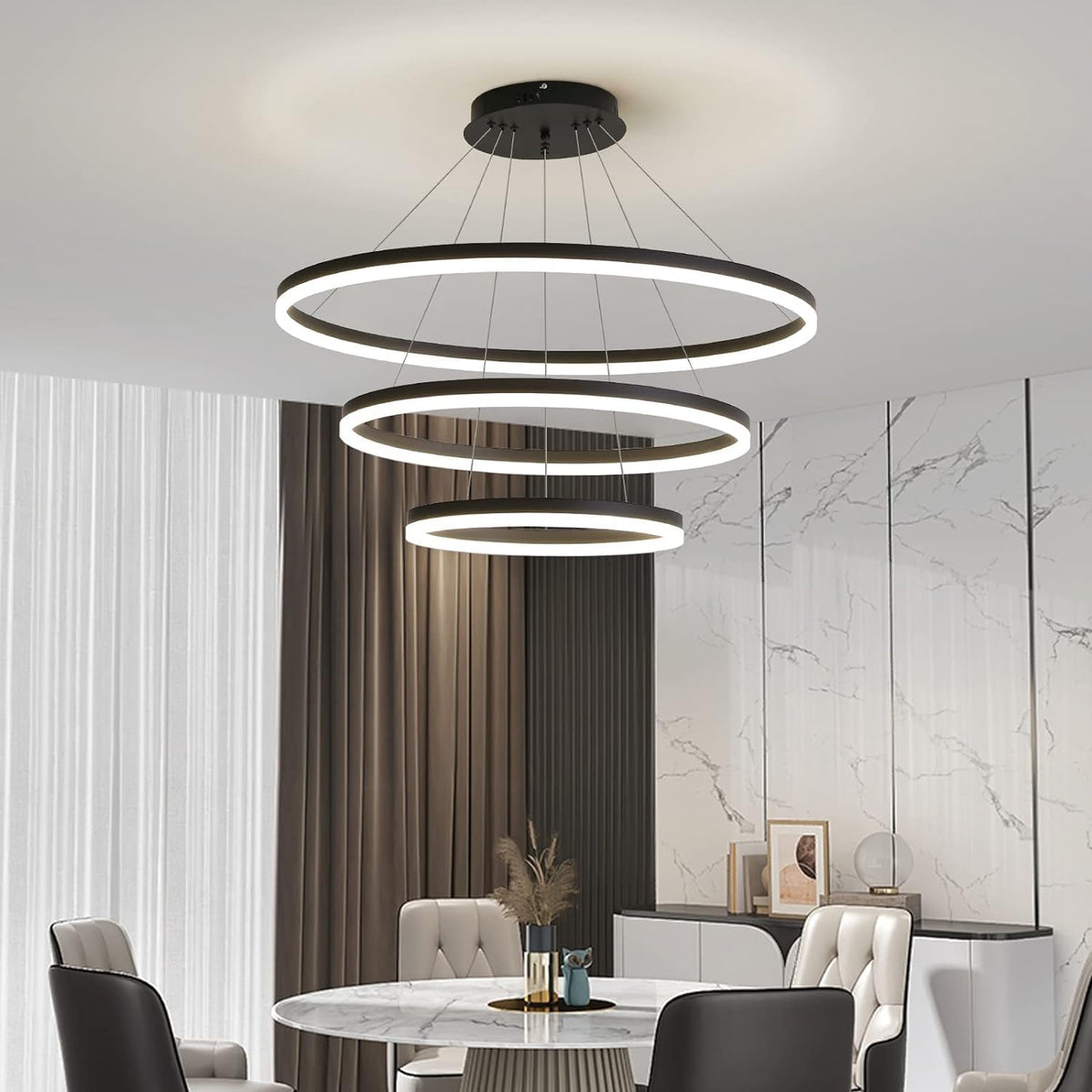 Modern Chandeliers for Living Room (Black / 30.3in)
