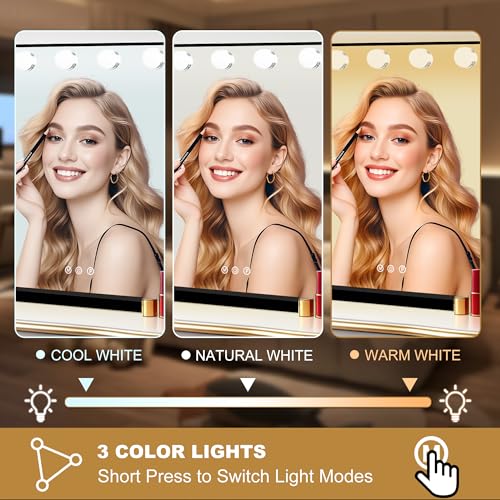 Vanity Mirror with Lights (Black / 26"L x 20"W)