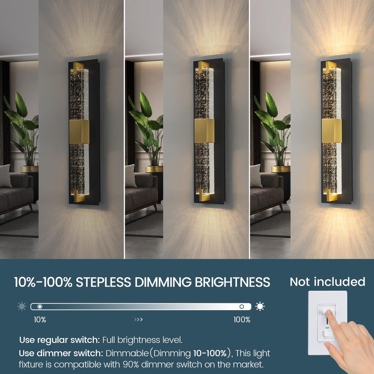 LED Wall Sconce Light (Black Gold 19")