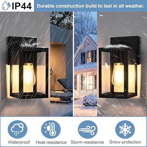 2 Pack Outdoor Wall Sconce (Black / 1-Light, 2-Pack)