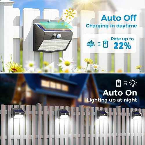 6 Pack Solar Motion Sensor Lights Outdoor Waterproof with 3 Modes