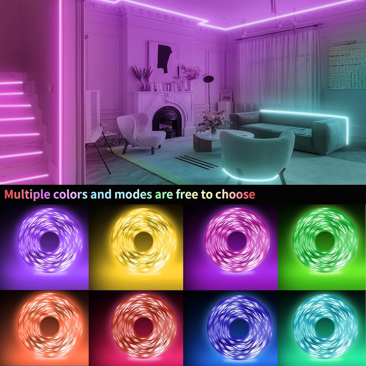 Led Lights for Bedroom 50ft Led Strip Lights with Remote App Control (50 ft)