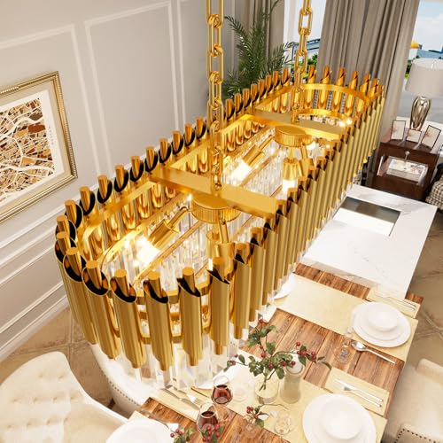 31.5" 8 Light Gold K9 Crystal Chandelier (Gold L32")