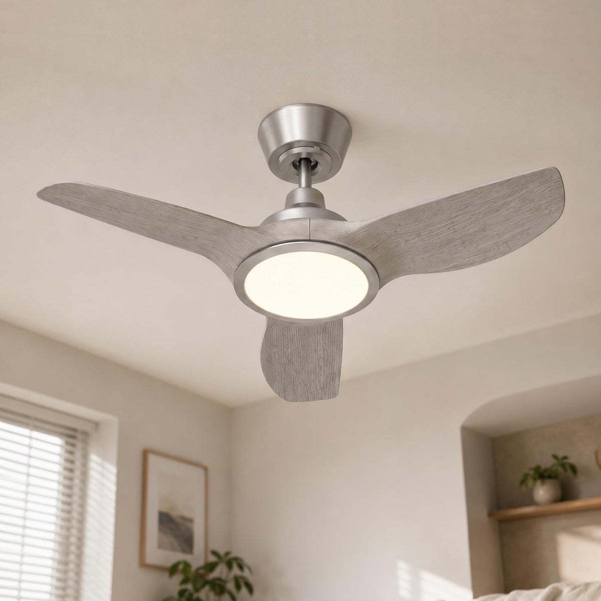 36" Small Ceiling Fan with Light (Brushed Nickel / 36 Inch)