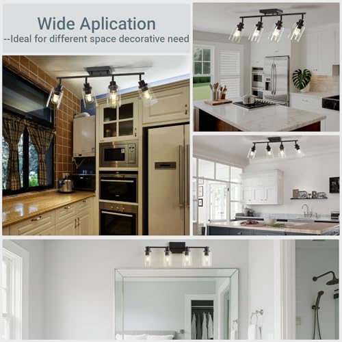 4 Light Kitchen Track Light Fixtures Ceiling Vanity Lights Black (Black / 4-Light)