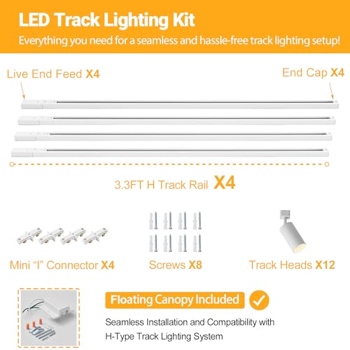 12 Light GU10 LED Track Lighting Kit (White)