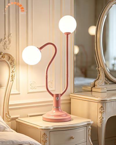 Pink Globe Table Lamp Dimmable Magic DIY Arms G9 Bulbs Included (15-Pink-Globe-2U-Magic DIY Arms)
