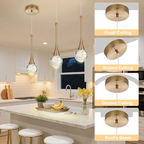 3 Pack Modern Crystal Chandelier (Gold / Pendant 3-Light)
