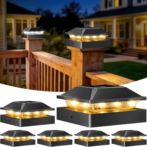 4x4 Solar Post Cap Lights 6 Pack (Black / 6 Packs)