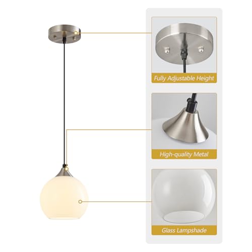 White Pendant Lights Kitchen Island 3 Pack (Milky White / S - 5.9 in)
