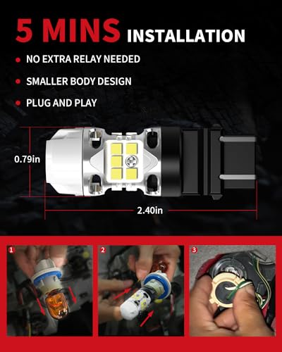 T3 3157 LED Bulb for Reverse lights Built In Resistor Canbus Ready (White / 3157)