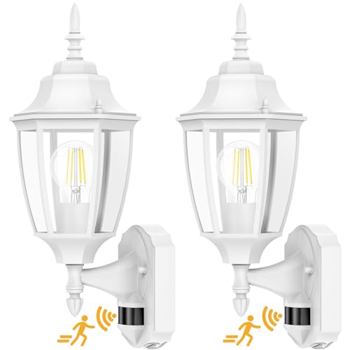 Motion Sensor Outdoor Wall Lights Fixtures (White / 2 Pack)