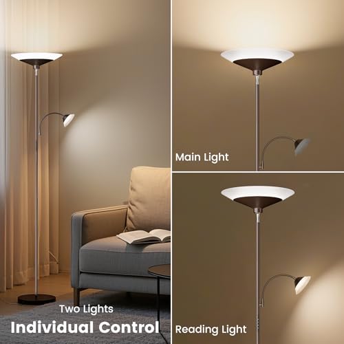 Brown Torchiere LED Floor Lamp (Brown)