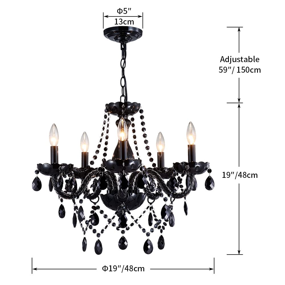 Saint Mossi Modern K9 Crystal Chandelier (Black Crystal / W19" 1 Tier)