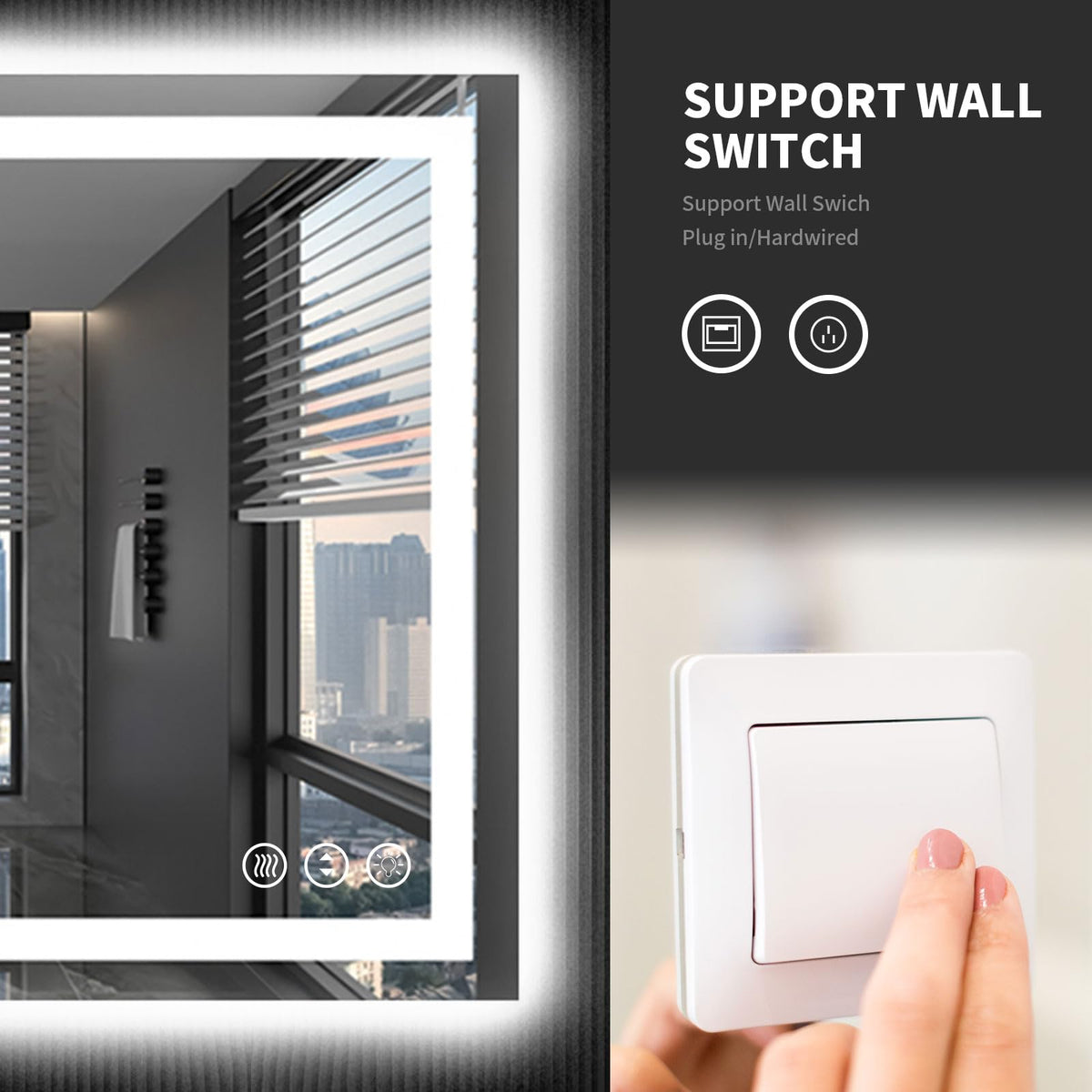 40"X32" LED Bathroom Mirror with Lights (Led / 32"L x 40"W)
