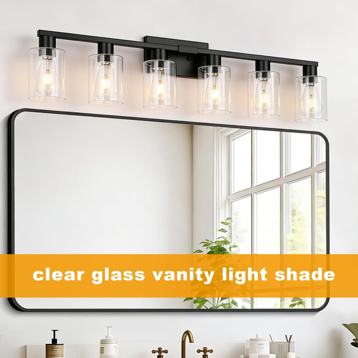 6 Light Bathroom Vanity Light Black (Black / 6 light)