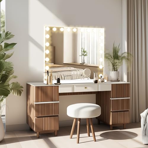 Vanity Mirror with Lights (White / 40"L x 30"W)