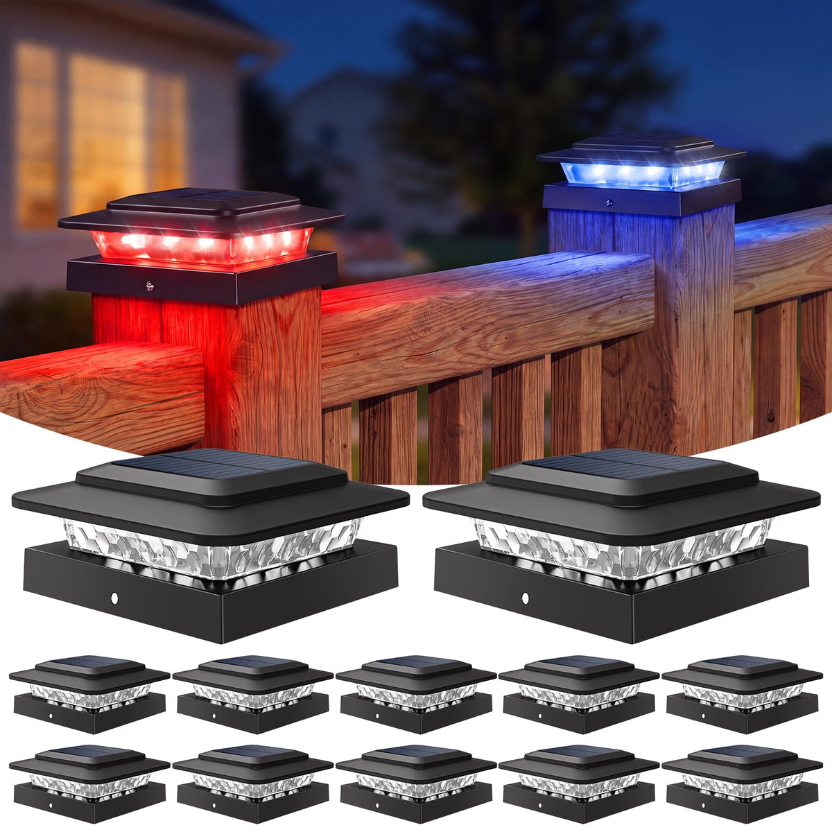 12 Pack Solar Post Cap Lights Color Changing (Multicolor / 12 Pack)