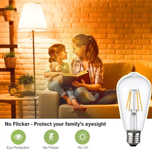 Vintage LED Edison Bulb (St58-clear Glass 2700k / 6 Count (Pack of 1))
