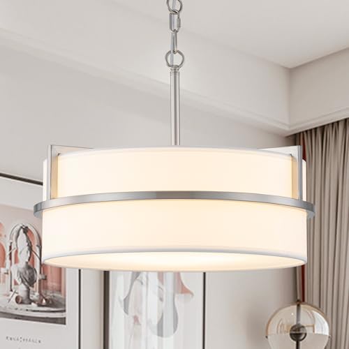 White Linen Drum Chandelier