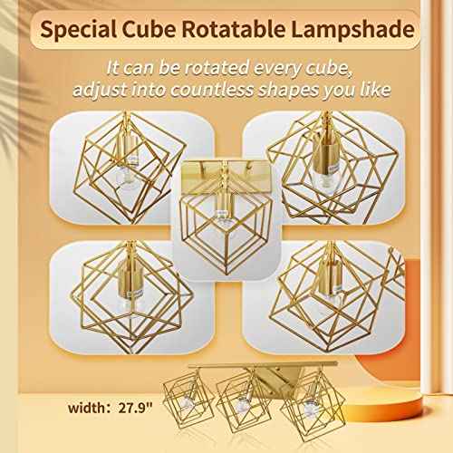 Bathroom Vanity Light with 3 Bulbs Bathroom Light Fixtures Over Mirror with 3 Rotatable Cube Shades Modern Wall Mounted Brushed Brass Gold (Brushed Brass / 3-Lights ( 28" Width ))