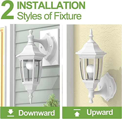 Plastic Outdoor Wall Light Fixtures (White / No Sensor-Plastic)