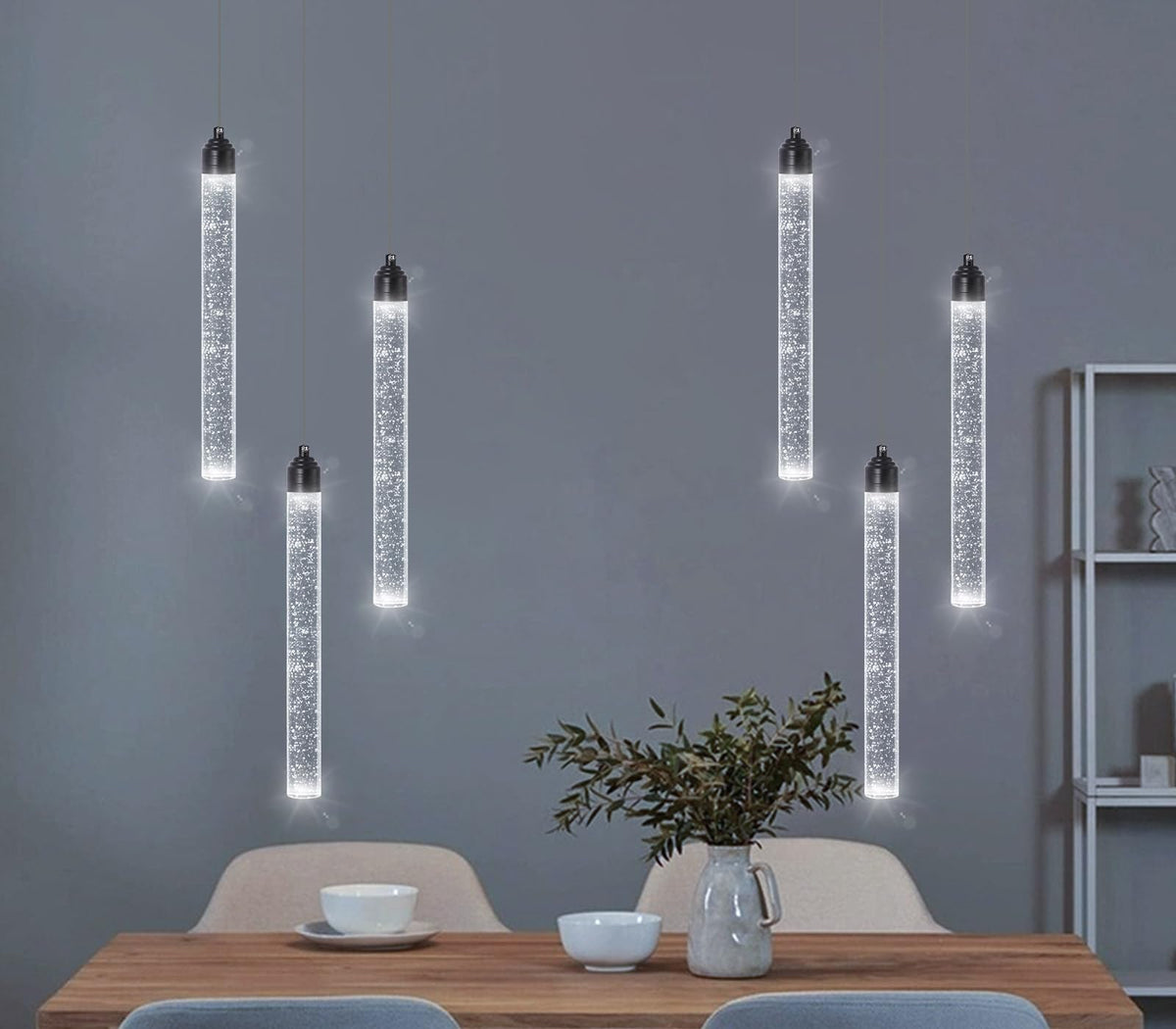 3 Light Black Pendant Lighting Mini Chandelier for Kitchen Island Modern Crystal LED Pendant Light Adjustable Dimmable Pendant Light Fixture for Dinning Room Bedroom Ceiling Hanging Lights 2700K 6000K (3 lights / Black)