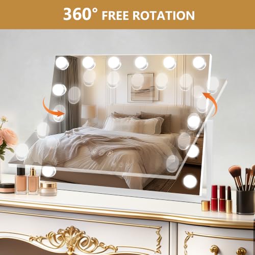 Vanity Mirror with Lights (White / 19"L x 16"W)