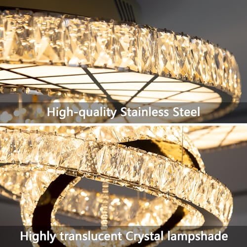 Crystal Glam Chandelier LED Ceiling Light Living Room Lighting Fixtures Remote Dimmable Ceiling Chandeliers 40 Inches Large Light Black (40 inch / Black)
