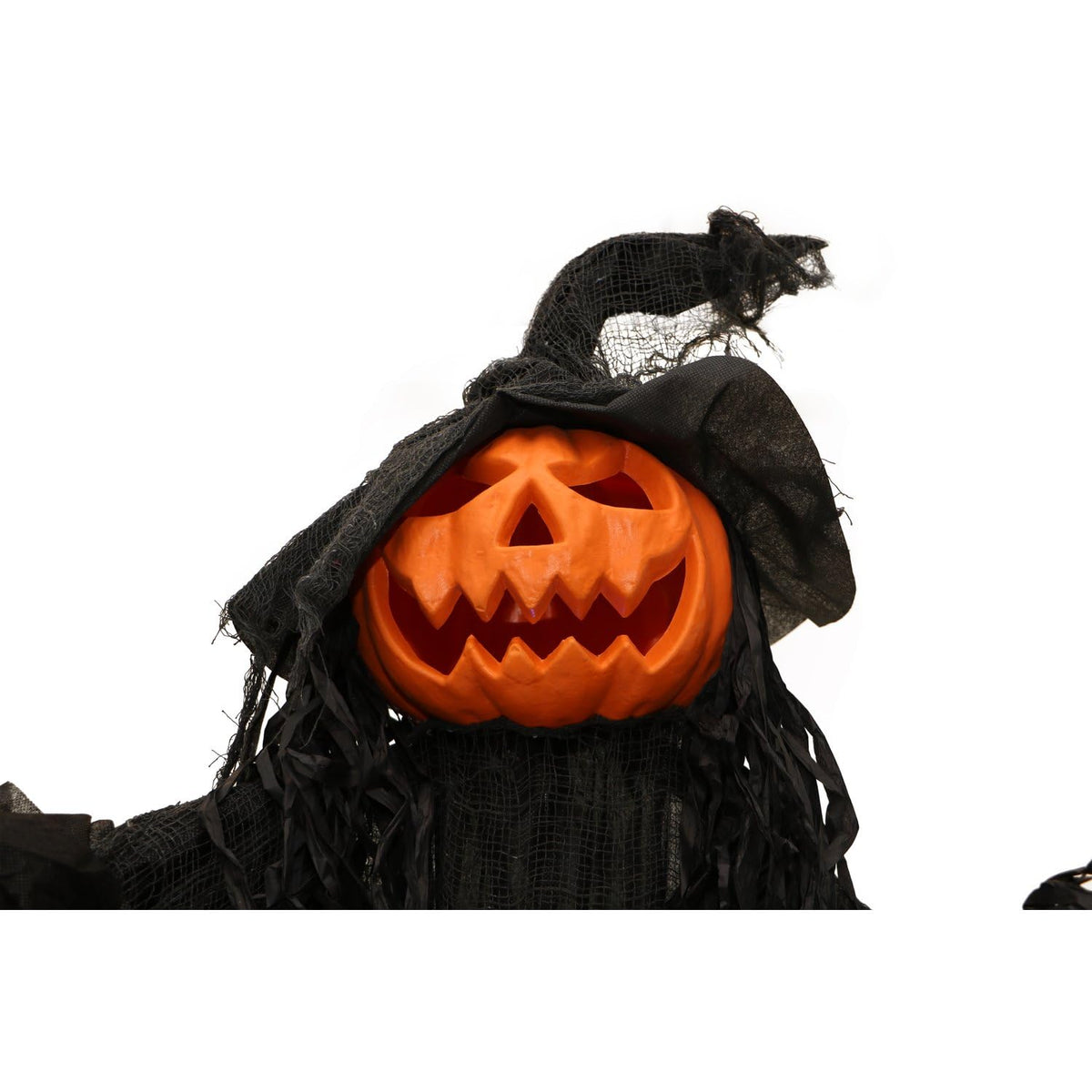 6.0 Ft Poseable Lighted Pumpkin Witch with Sound (68" Standing Pumpkin Man)