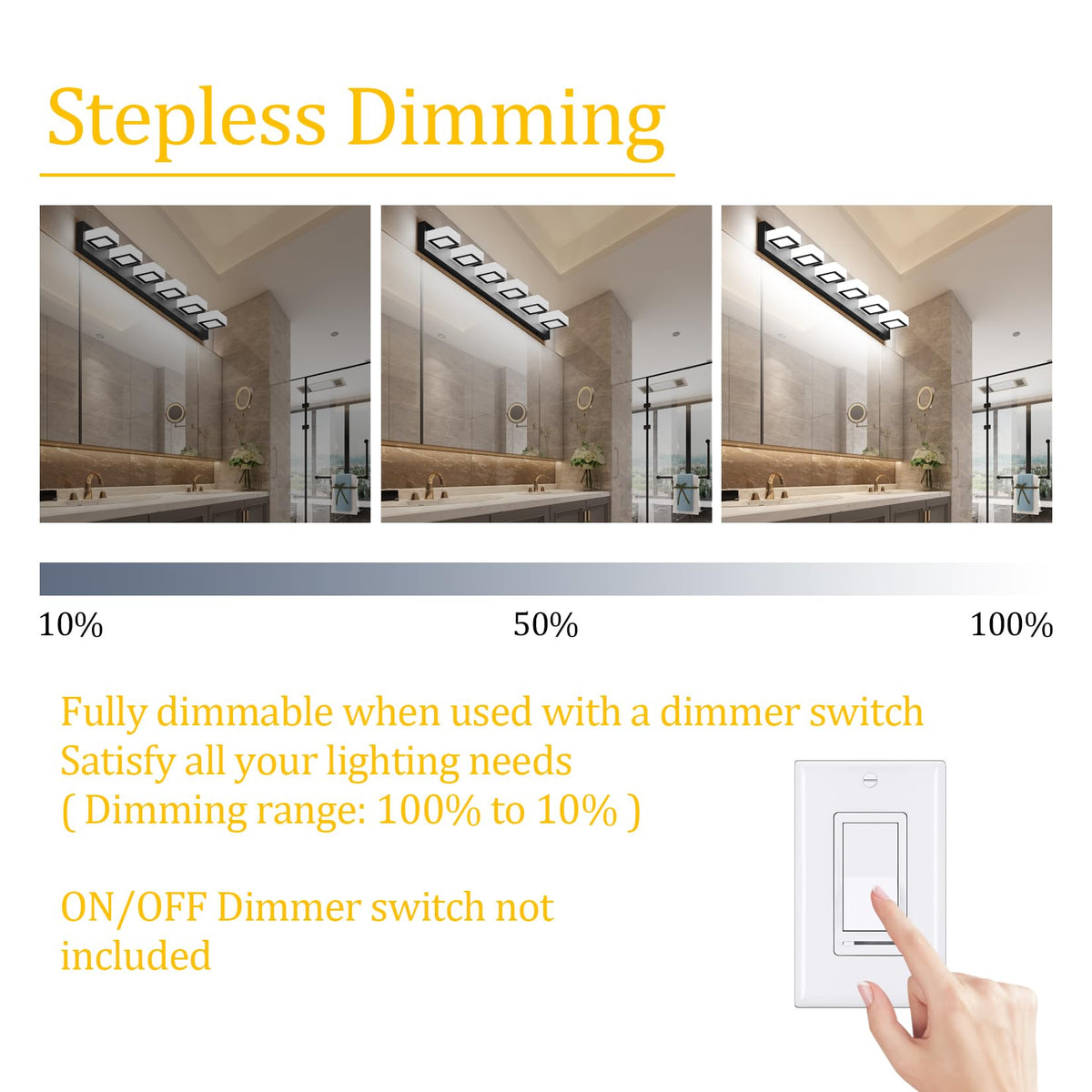 Black Bathroom Lights Fixtures Dimmable 5 Color Temperature Black Acrylic Modern Matte Black Vanity Light for Bathroom 40.4inch (Black-5 CCT / 40.4 inch)