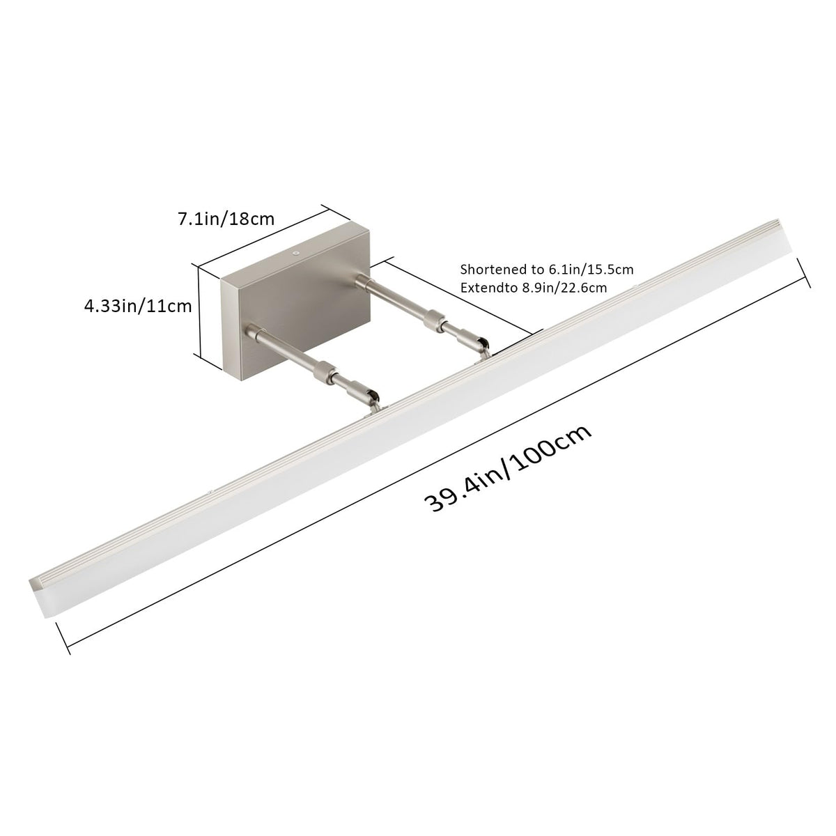 40 inch Modern Brushed Nickel Vanity Light Adjustable LED Bathroom Light Fixtures Over Mirror Rotatable Vanity Lighting 5500K (Brushed Nickel / 40 in)
