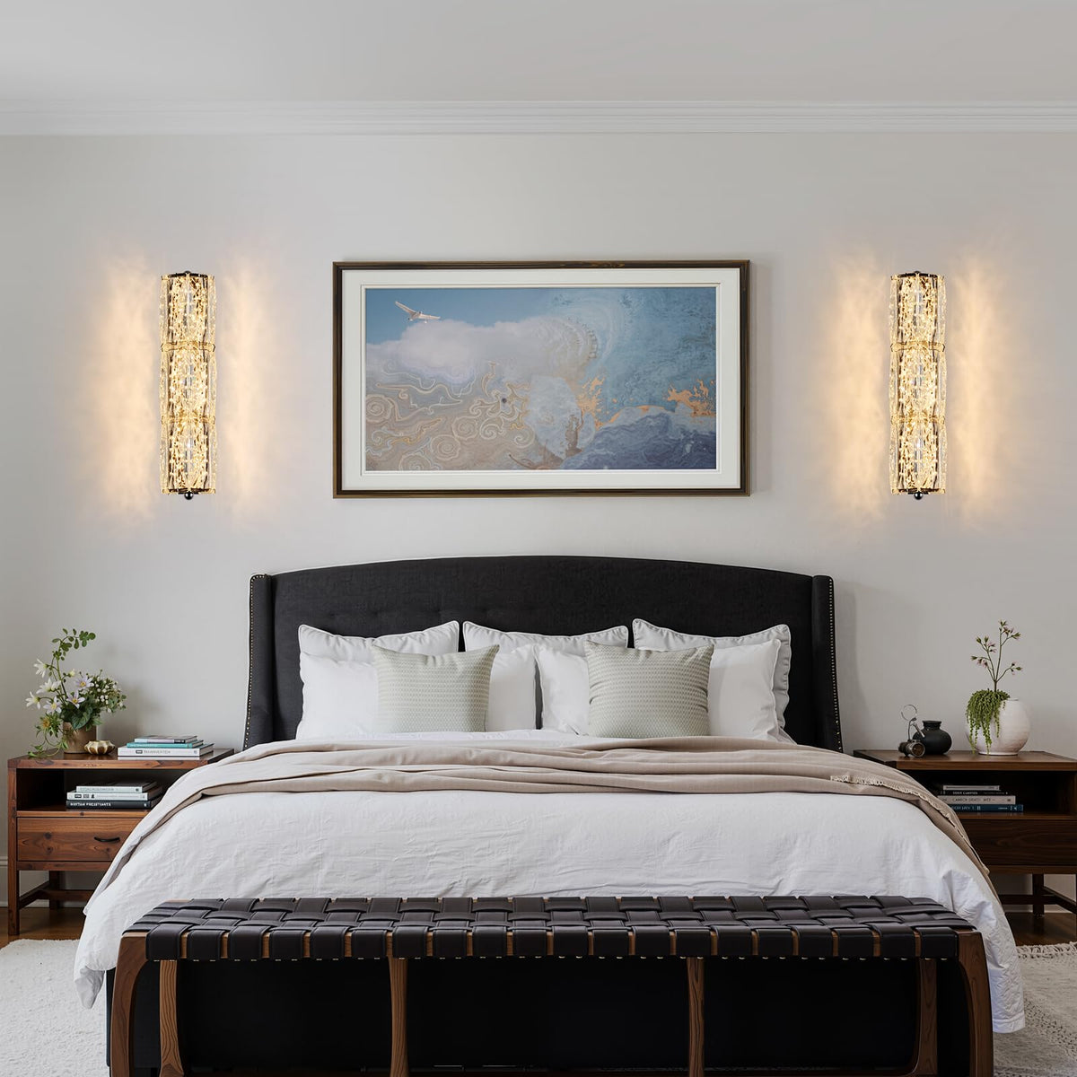Crystal Wall Sconces 3"x12.6" Modern LED Chrome Wall Light (3 Level)
