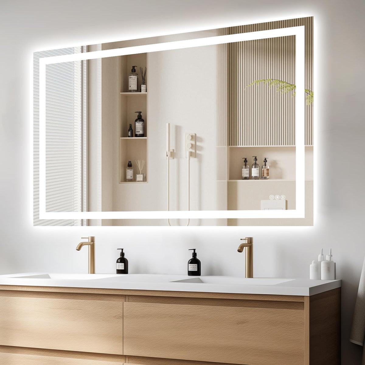 60"X40" LED Bathroom Mirror with Lights (Led Bathroom Mirror (3 Light Modes) / 60"L x 40"W)