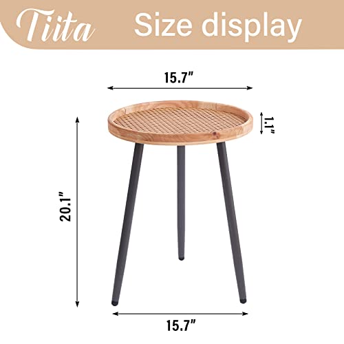 Rattan Round Side Table (Wood-rattan)