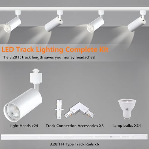 GU10 LED Track Lighting Kit 24 (White 3CCT / 24 Head Big Kit)