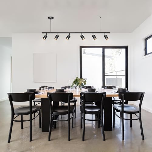 55" 6 Light Matte Black Adjustable Height Track Lighting with Pivoting Track Heads (Black, Cynthia)