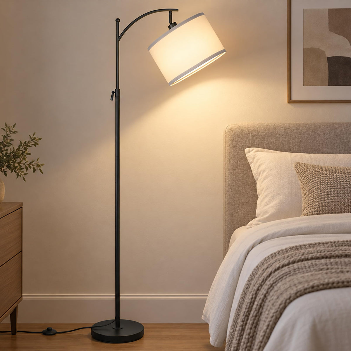 Black Arc Floor Lamp 55 (Black+White Shade-Arc)