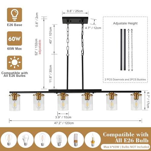 6 Light Dining Room Light Fixture (Brown / 6-Light)