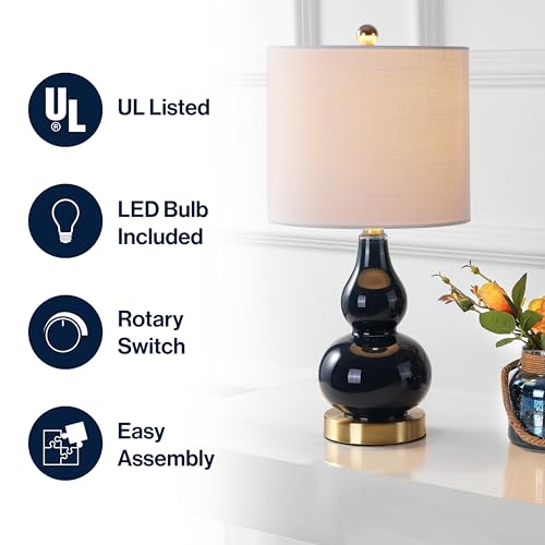 Anya Gourd Glass Table Lamp 20.5" (Single / Navy)