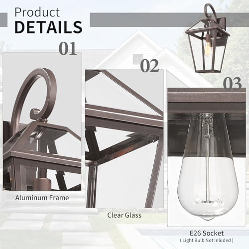 Large Outdoor Light Fixtures Wall Mount 21'' Waterproof Exterior Wall Lanterns Outdoor Lighting Oil (Oil-Rubbed Bronze- 1 PACK / Large)