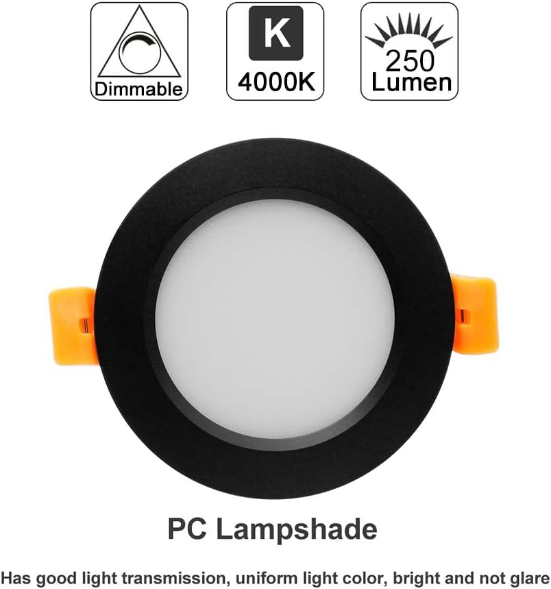 2 Inch LED Recessed Lighting (4000k (Natural White) / 16 Pack (Black))