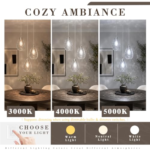 Nickel Glass Pendant Lights Kitchen Island 3 (Nickel, 3-Light / 6.3 Inch, 3-Light)